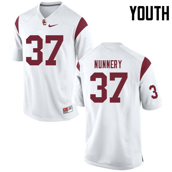 Youth #37 Davonte Nunnery USC Trojans College Football Jerseys Sale-White